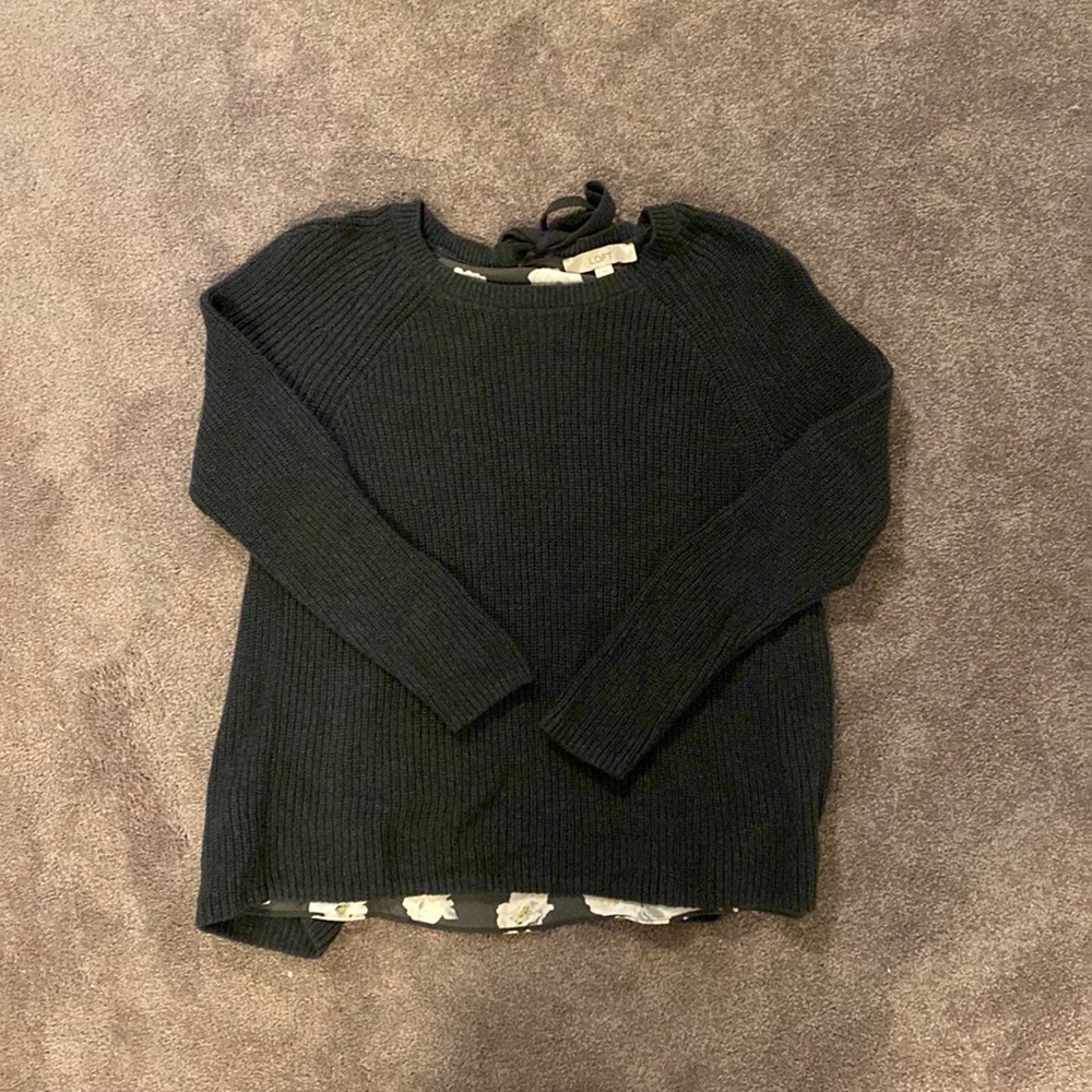 Loft mixed media sweater gray